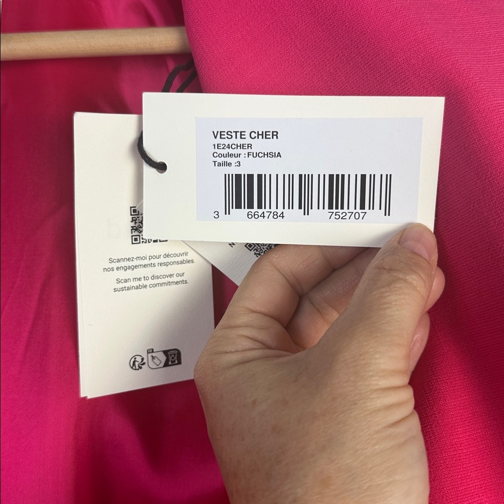 NEW BA&SH Cher Oversized Blazer Fuchsia Menswear Inspired Jacket Feminine Office - Picture 14 of 16